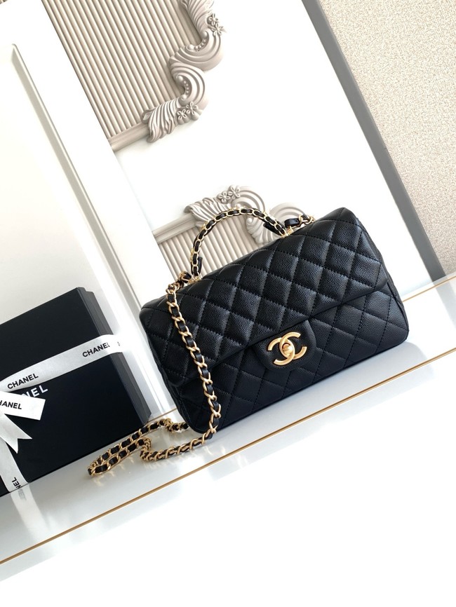 CHANEL Mini Flap Bag with Top Handle AS5701 black
