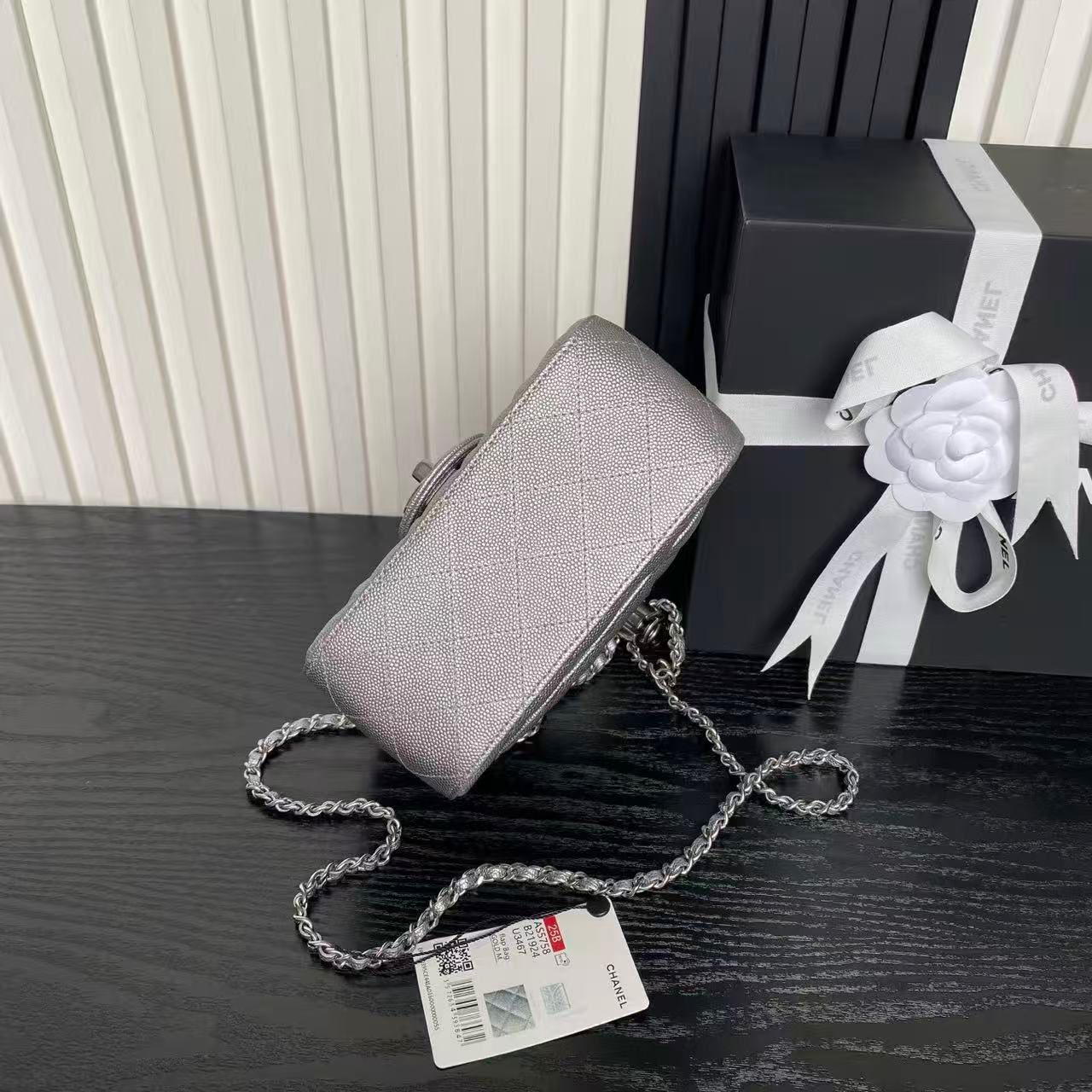 Chanel Mini Flap Bag Original Caviar Leather AS5759 Silver