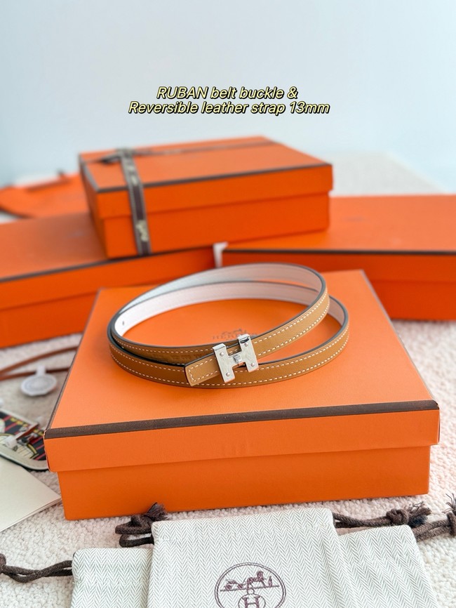 Hermes Swft & Epsom calfskin double-sided leather belt 66025