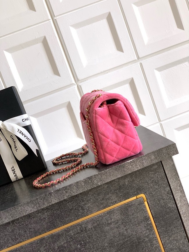 Chanel Mini Classic Handbag velvet AS1786 pink