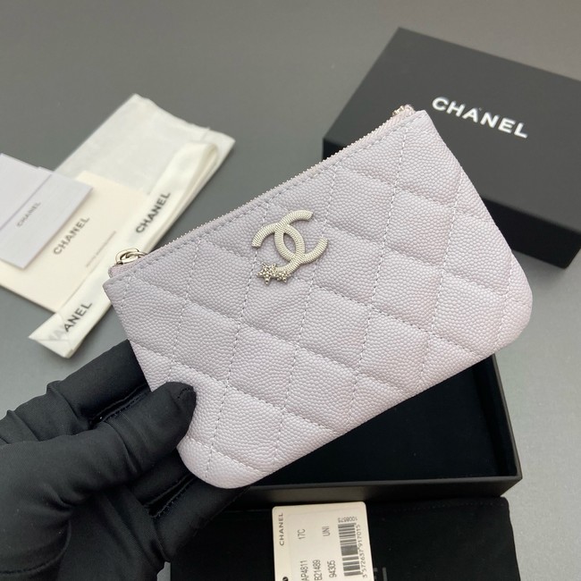 Chanel Zipped Pocket wallet S4811 light gray