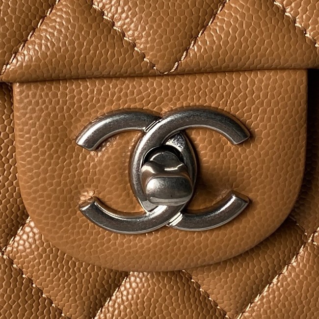 CHANEL Mini Flap Bag with Top Handle AS5702 brown&Silver Metal