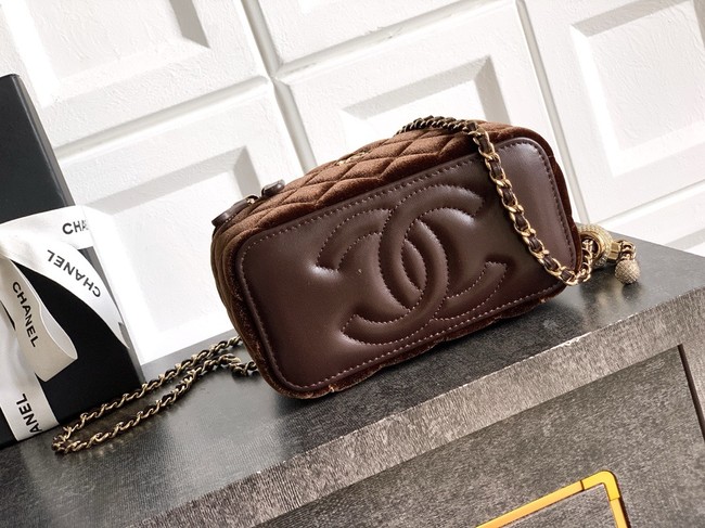 CHANEL velvet Vanity with Chain AP3940 Coffee