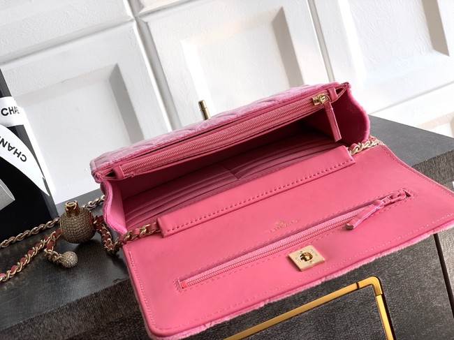 Chanel velvet Wallet On Chain AP1450 pink