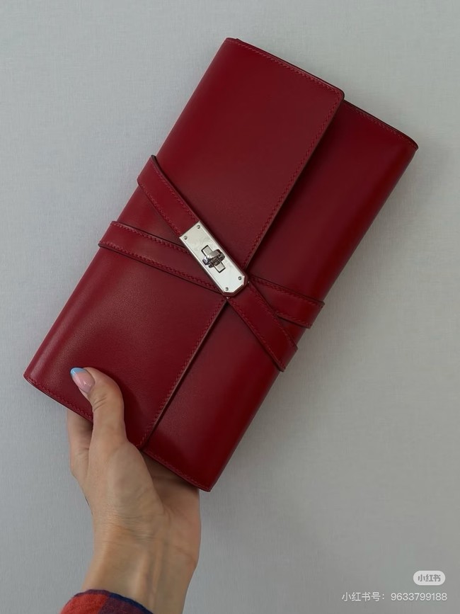Hermes swift Leather Clutch 37568 red