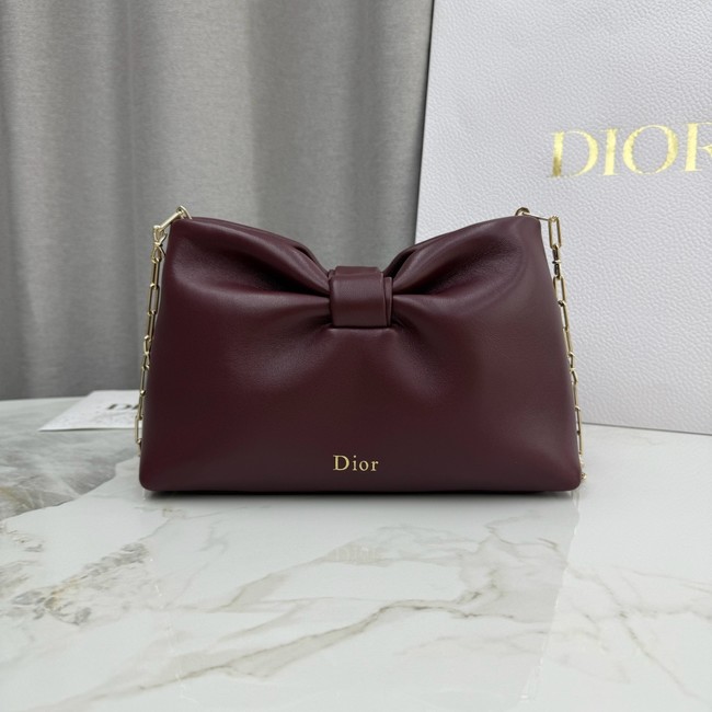 Small Dior Bow Bag Lambskin M0715O Wine