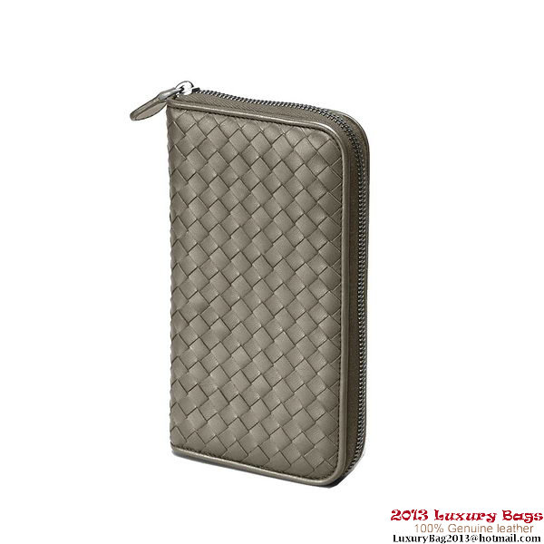 Bottega Veneta 114076 V4651 1300 Intrecciato VN Zip Around Wallet Shadow