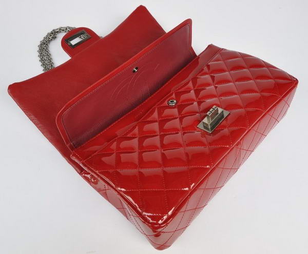 Ladies Chanel A30227 Red Patent Leather Jumbo Flap Bags Silver Ladies Chanel A30227 Red Patent Leather Jumbo Flap Bags Silver