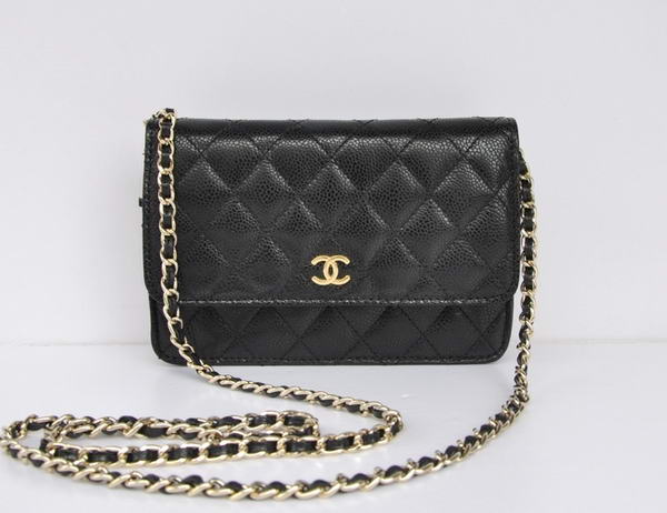 New Cheap Chanel A33814 Black Grain Leather Flap Bag Gold New Cheap Chanel A33814 Black Grain Leather Flap Bag Gold