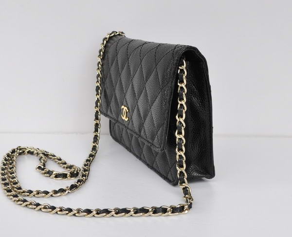 New Cheap Chanel A33814 Black Grain Leather Flap Bag Gold New Cheap Chanel A33814 Black Grain Leather Flap Bag Gold