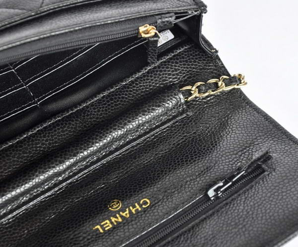 New Cheap Chanel A33814 Black Grain Leather Flap Bag Gold New Cheap Chanel A33814 Black Grain Leather Flap Bag Gold