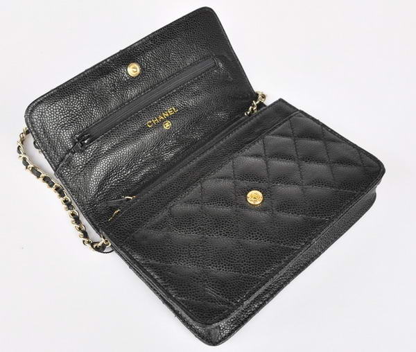New Cheap Chanel A33814 Black Grain Leather Flap Bag Gold New Cheap Chanel A33814 Black Grain Leather Flap Bag Gold