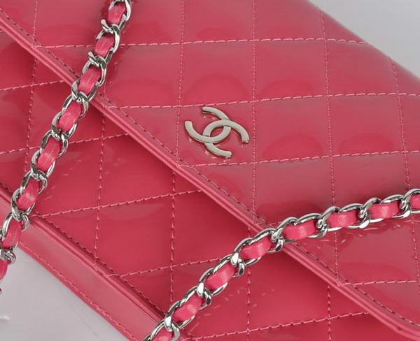 Top Quality Chanel A33814 Peach Patent Leather Flap Bag Silver Top Quality Chanel A33814 Peach Patent Leather Flap Bag Silver