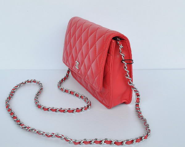 New Color Chanel A33814 Red Sheepskin Leather Flap Bag Silver New Color Chanel A33814 Red Sheepskin Leather Flap Bag Silver