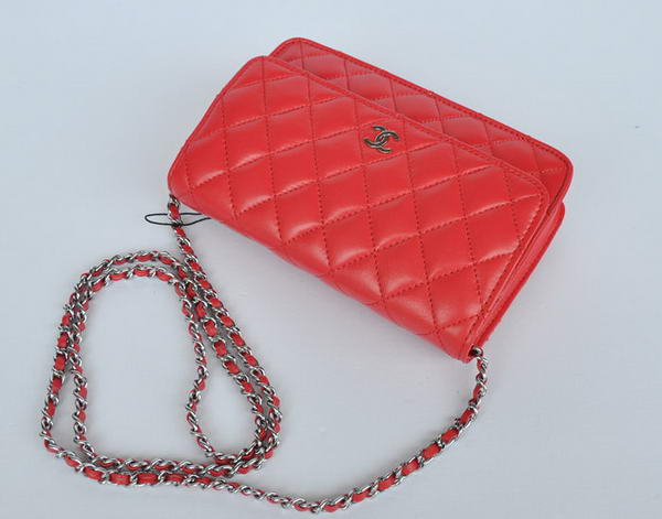 New Color Chanel A33814 Red Sheepskin Leather Flap Bag Silver New Color Chanel A33814 Red Sheepskin Leather Flap Bag Silver