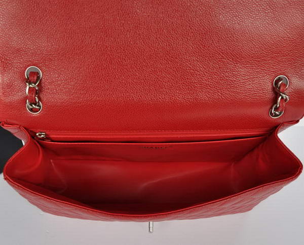 Top Quality Chanel Classic A36070 Red Original Grain Leather Large Flap Bag Silver Top Quality Chanel Classic A36070 Red Original Grain Leather Large Flap Bag Silver