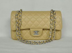 Chanel Classic Flap Bag 1112 Apricot Leather Silver Hardware Chanel Classic Flap Bag 1112 Apricot Leather Silver Hardware