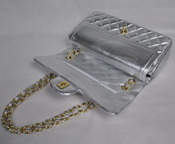 Chanel Classic Flap Bag 1112 Light Silver Leather Golden Hardware Chanel Classic Flap Bag 1112 Light Silver Leather Golden Hardware