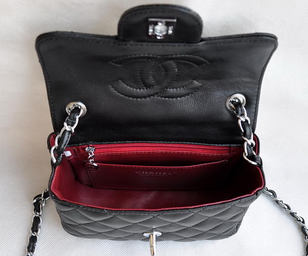 Chanel Classic Black Lambskin Silver Chain Quilted Flap Bag 1115 Chanel Classic Black Lambskin Silver Chain Quilted Flap Bag 1115