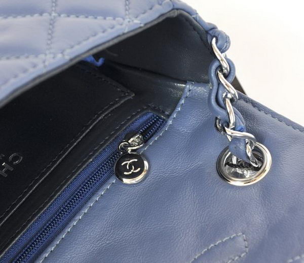 Chanel Classic Blue Lambskin Silver Chain Quilted Flap Bag 1115 Chanel Classic Blue Lambskin Silver Chain Quilted Flap Bag 1115