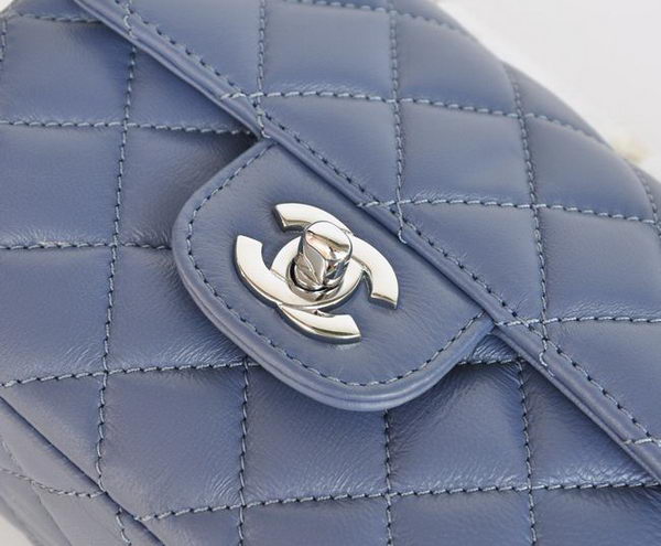 Chanel Classic Blue Lambskin Silver Chain Quilted Flap Bag 1115 Chanel Classic Blue Lambskin Silver Chain Quilted Flap Bag 1115