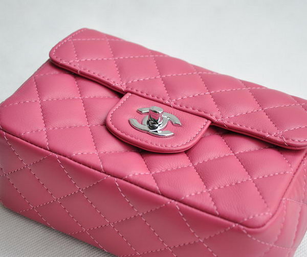 Chanel Classic Plum Red Lambskin Silver Chain Quilted Flap Bag 1115 Chanel Classic Plum Red Lambskin Silver Chain Quilted Flap Bag 1115