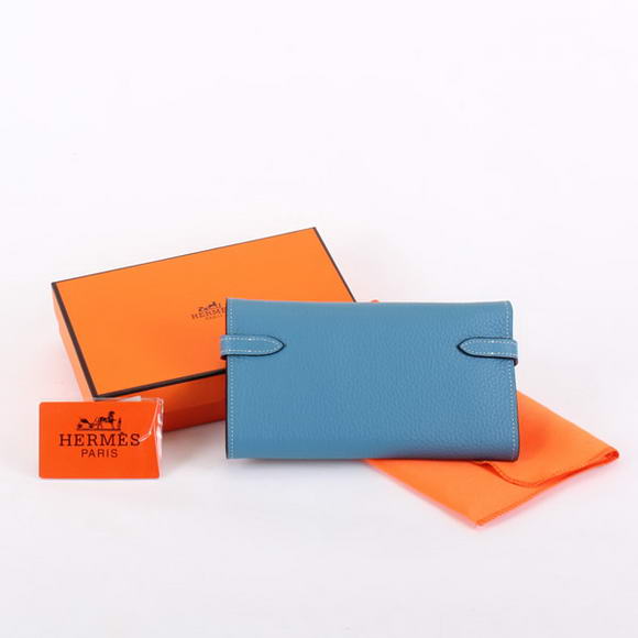 Hermes Kelly Bi-Fold Wallet A708 Blue