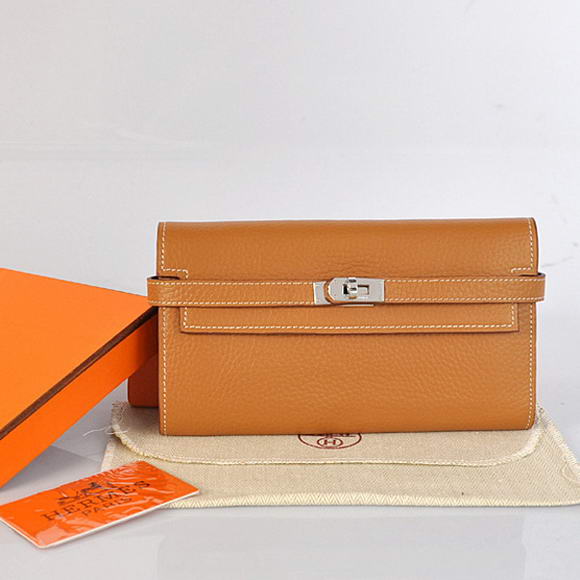 Hermes Kelly Wallet Togo Leather Bi-Fold Purse A708 Camel