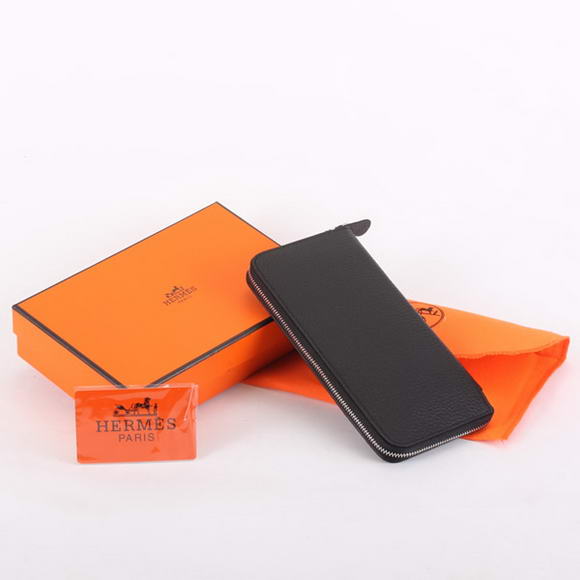 Hermes Togo Leather Perforated Zippy Wallet 9032 Black Hermes Togo Leather Perforated Zippy Wallet 9032 Black
