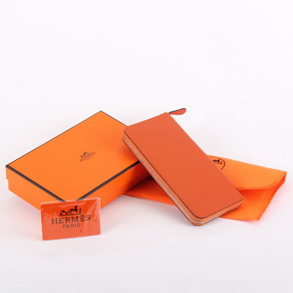 Hermes Togo Leather Perforated Zippy Wallet 9032 Orange Hermes Togo Leather Perforated Zippy Wallet 9032 Orange