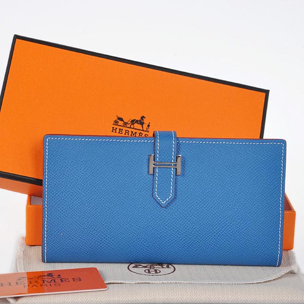 Hermes Bearn Wallet Original Smooth Leather Blue Hermes Bearn Wallet Original Smooth Leather Blue