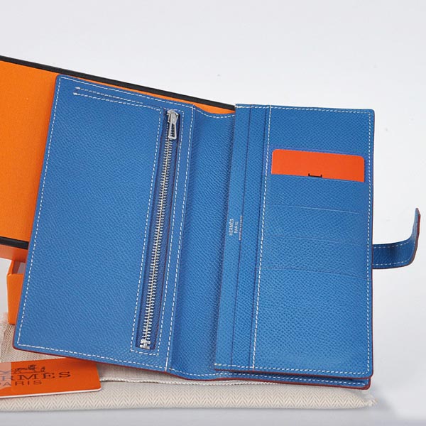 Hermes Bearn Wallet Original Smooth Leather Blue Hermes Bearn Wallet Original Smooth Leather Blue