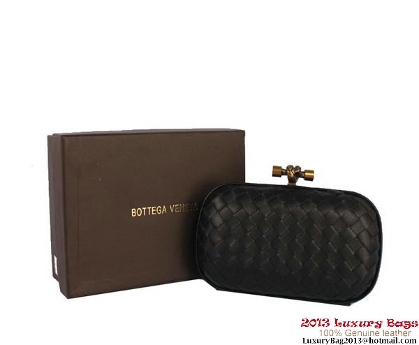 Bottega Veneta Intrecciato Silk Stretch Knot Clutches BV8615 Black
