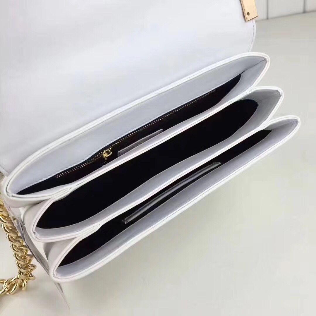 Versace Calfskin Leather Shoulder Bag VS170 White Versace Calfskin Leather Shoulder Bag VS170 White