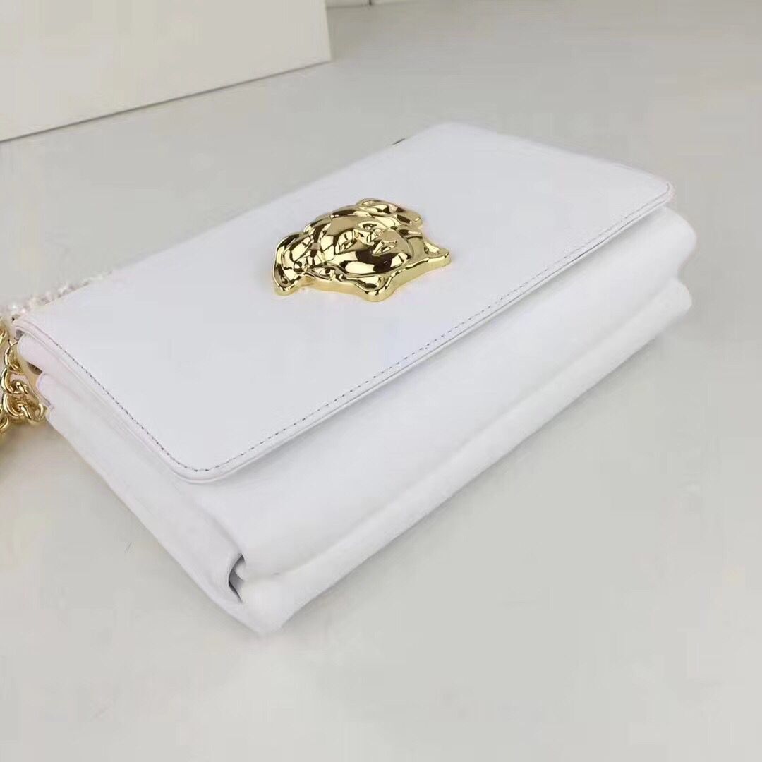Versace Calfskin Leather Shoulder Bag VS170 White Versace Calfskin Leather Shoulder Bag VS170 White