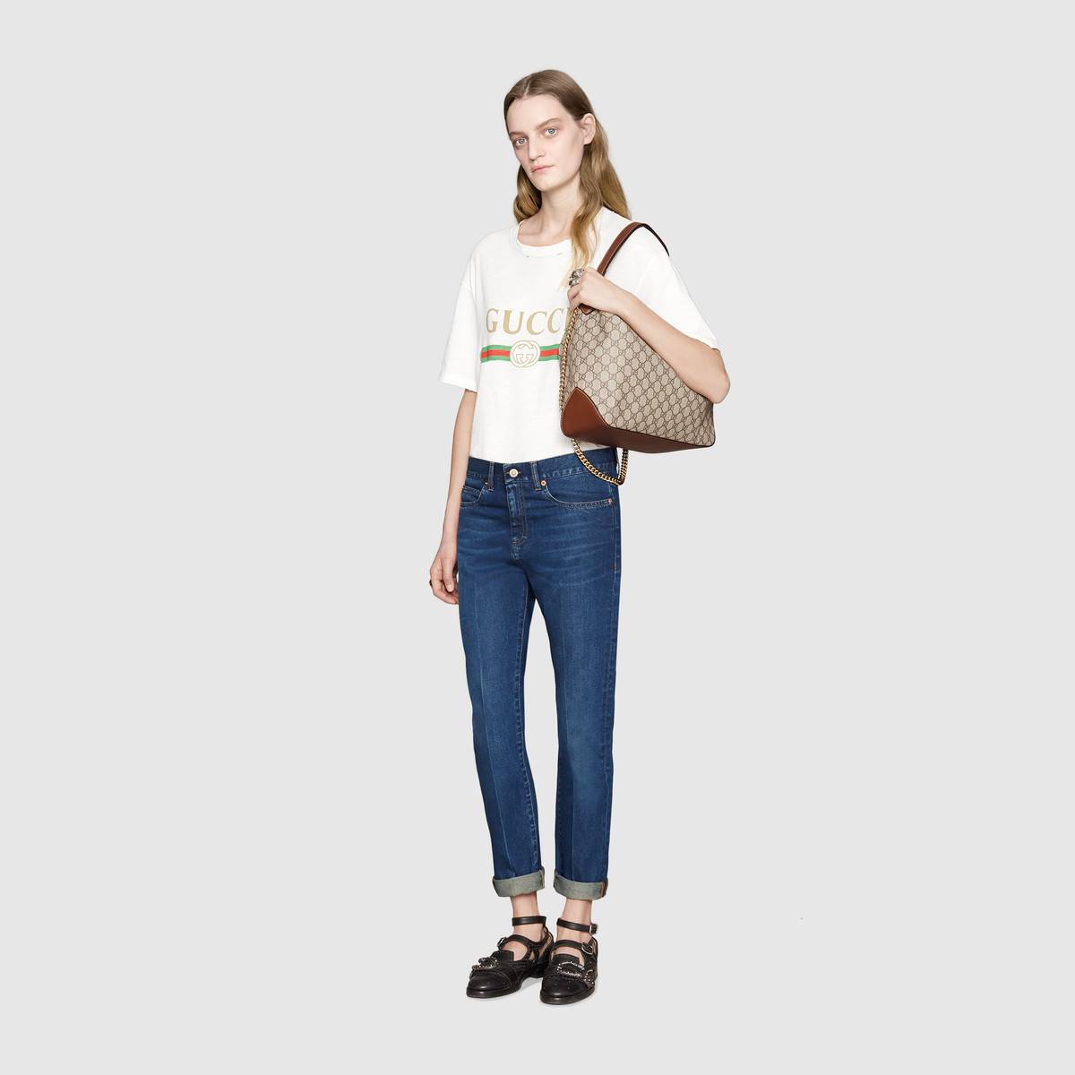 Gucci GG Supreme large hobo 477324 brown Gucci GG Supreme large hobo 477324 brown