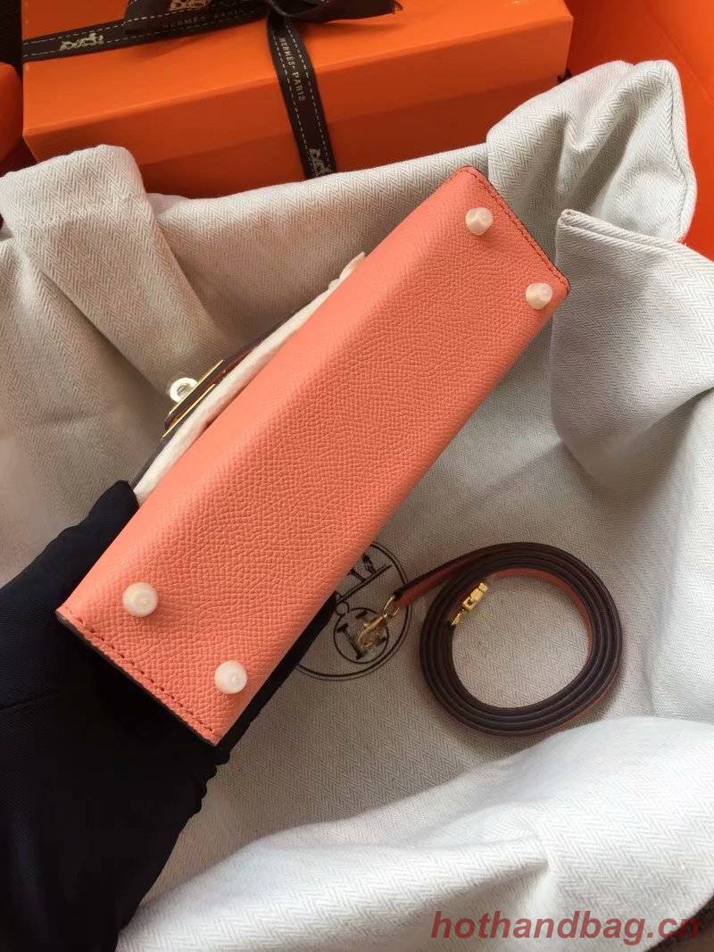 Hermes Kelly 19cm Shoulder Bags Epsom Leather KL19 pink Hermes Kelly 19cm Shoulder Bags Epsom Leather KL19 pink