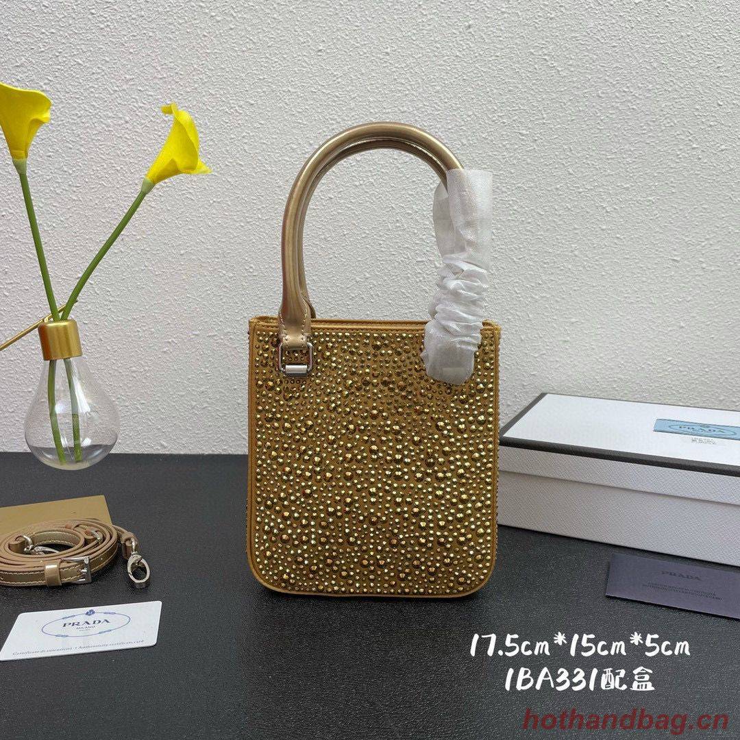 Prada leather small-bag with artificial crystals tote 1BC331 Gold Prada leather small-bag with artificial crystals tote 1BC331 Gold