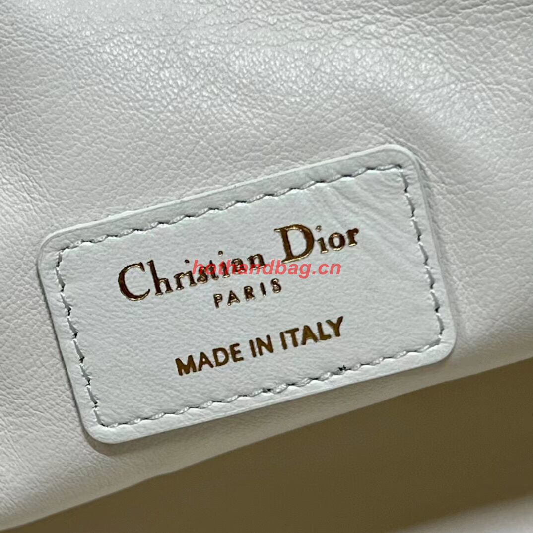LADY DIOR TOP HANDLE SMALL BAG Latte Cannage Lambskin C0656 WHITE
