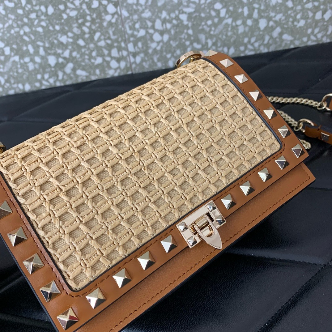 VALENTINO VLOGO SIGNATURE RAFFIA Mini Shoulder Bag 0571 brown VALENTINO VLOGO SIGNATURE RAFFIA Mini Shoulder Bag 0571 brown