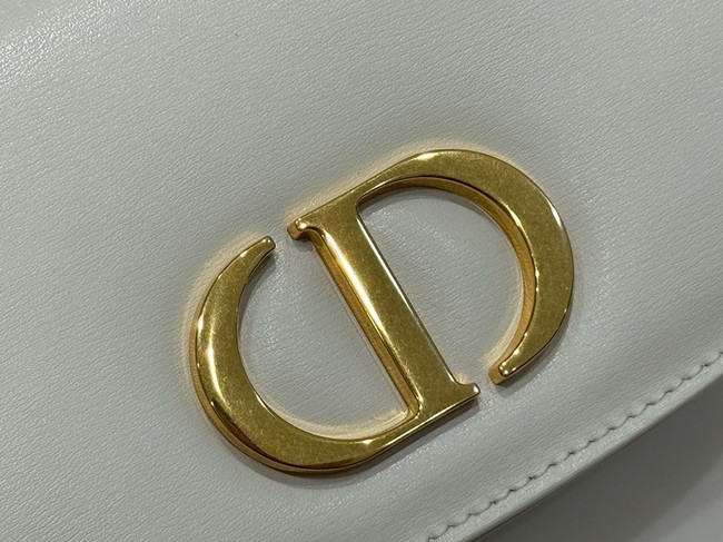 Dior Small 30 Montaigne Avenue Top Handle Bag Ribbed Calfskin M9370UNQ white