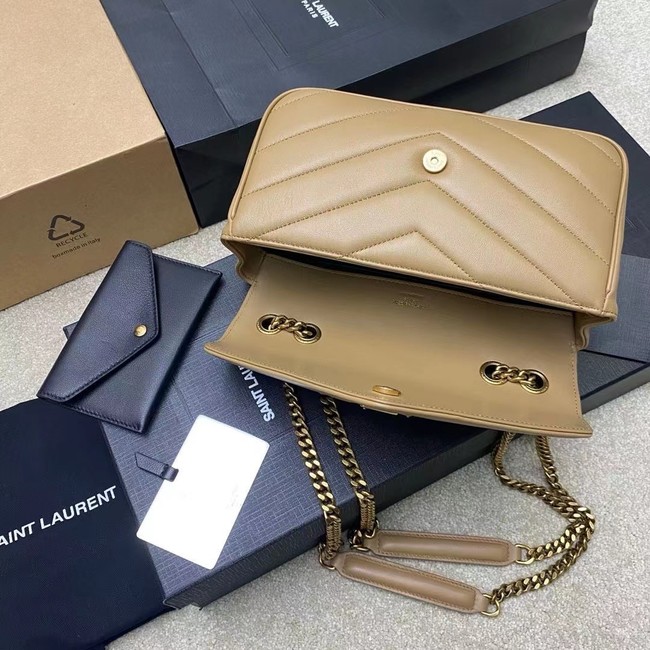 SAINT LAURENT LOULOU SMALL IN MATELASSE LAMBSKIN 801437 NATURAL TAN
