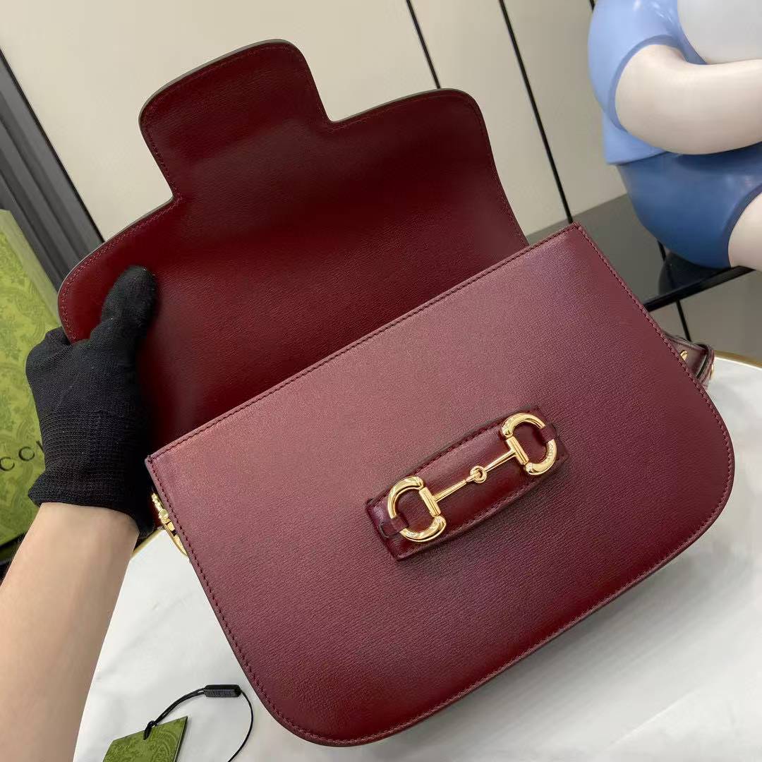 GUCCI HORSEBIT 1955 SOFT MEDIUM SHOULDER BAG 815178 Rosso Ancora red