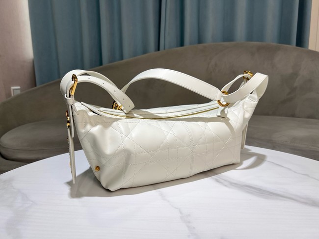 Dior Medium D-Journey Bag in Shiny Goatskin  Flat Macrocannage M2417UCUQ Latte