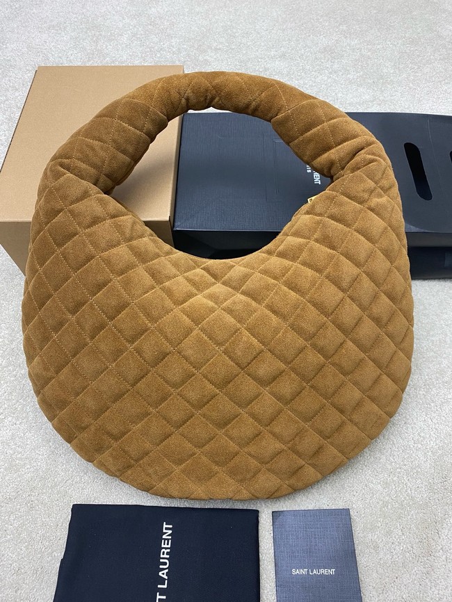 Yves Saint Laurent ICARE hobo in quilted suede 858160 CARAMEL COGNAC