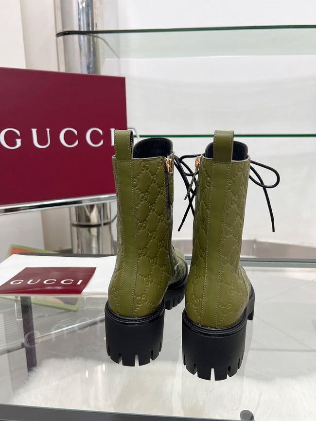 Gucci Womens lace-up ankle boot with GG 840739-2