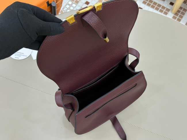Chloe Grained Calfskin MARCIE saddle bag 31054 burgundy