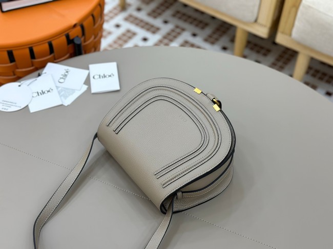 Chloe Grained Calfskin MARCIE saddle bag 31054 light gray