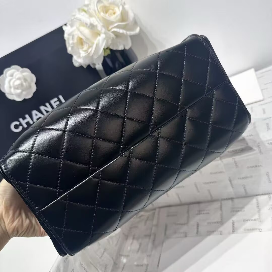 CHANEL 25 SMALL ORIGINAL LEATHER HANDBAG AS5293 Black Gold&Silver-Tone