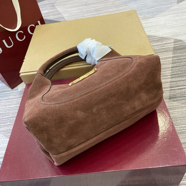 Gucci Beatrix medium tote bag suede 850926 dark brown suede